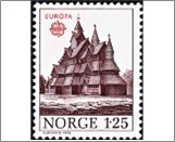 Used NK 817   Heddal Stave Church Bright red,Dark brown carmine 1.25 Krone