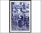 Used NK 822   King Olav Blue violet 1.8 Krone