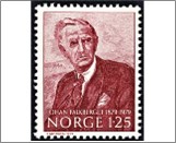 Used NK 845   Johan Falkberget (1879-1967) author Dark brown carmine 1.25 Krone