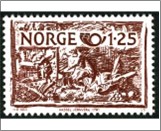 Used NK 869   Norden- Old Applied 19th Century Art Carmine brown 1.25 Krone