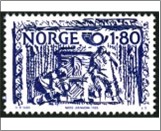 Used NK 870   Norden- Old applied 19th Century Art Blue violet 1.8 Krone