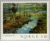 Used NK 872   The boy with the willow whistle, Christian Skredsvik (1889) Multicolor 1.8 Krone