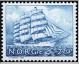 Used NK 888   Sail training ship "Christian Radich" Dark blue 2.2 Krone