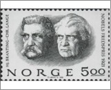 Used NK 897   Nobel Peace Prize Winners- Christian Louis Lange, Hjalmar Br Black 5 Krone