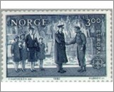 Used NK 913   King Haakon VII, Prince Olav, 1945 Black blue 2 Krone