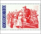 Used NK 968   Return of Crown Prince Olav, 1945 Ultramarine,Bright red 3.5 Krone