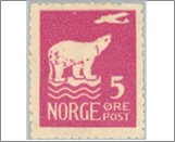 Mint NK 132 Polar Bear and Aeroplane 5 Øre Red lilac