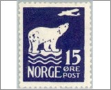 Mint NK 134 Polar Bear and Aeroplane 15 Øre Violet blue