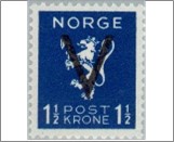 Mint NK 290 V- Overprint (no wmk) 1.5 Krone Dark blue