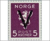 Mint NK 292 V- Overprint (no wmk) 5 Krone Black purple