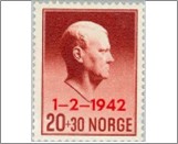 Mint NK 300 Vidkun Quisling (1887-1945) 20 Øre Carmine brown