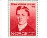 Mint NK 304 Rikard Nordraak 20 Øre Carmine red