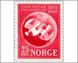 Mint NK 381 Two pigeons & globe 25 Øre Red