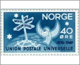 Mint NK 382 Carrier pigeon & roadsign 40 Øre Blue