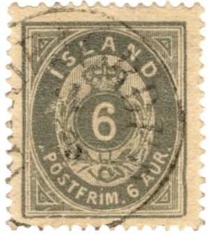 Iceland 1876 6 Aur Grey, SC IS 10, FACIT 11b