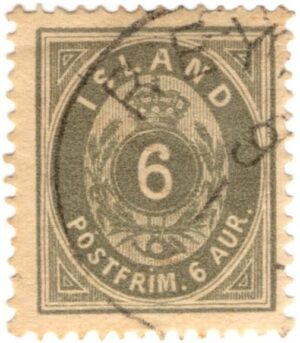 Iceland 1876 6 Aur Grey, SC IS 10, FACIT 11e