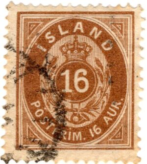 Iceland 1876 16 Aur Brown, SC IS 12, Facit 13c