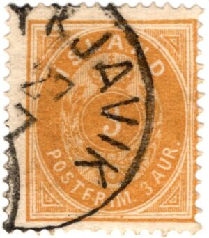 Iceland 1882 3 Aur Yellow ochre, SC IS 15, Facit 8