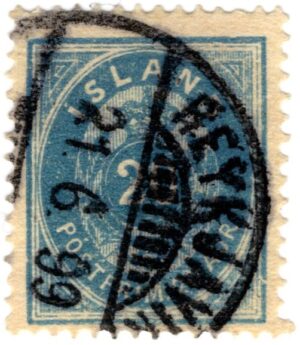 Iceland 1882 20 Aur Blue, SC IS 17, Facit 15b
