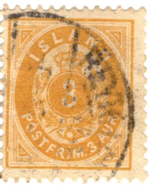 Iceland 1897 3 Aur Orange yellow, SC IS 21, Facit 20