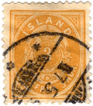 Iceland 1897 3 Aur Orange yellow, SC IS 21