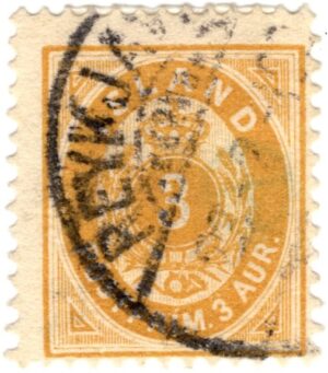 Iceland 1901 3 Aur Brown yellow, SC IS 22, Facit 21