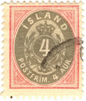 Iceland 1900 4 Aur Grey,Pink, SC IS 23, Facit 22