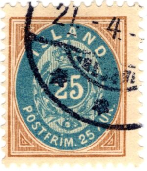 Iceland 1900 25 Aur Brown,Blue, SC IS 29, Facit 29