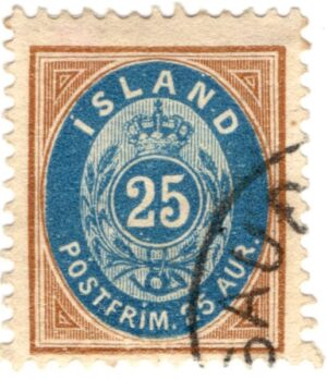 Iceland 1900 25 Aur Brown,Blue, SC IS 29, Facit 29