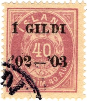 Iceland 1902 40 Aur Lilac W/ Black Overprint Scott 66 Facit 42