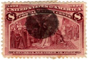 USA 1893 Used SC236 Columbus Restored to Favor Magenta 8 Cent 1893