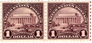 US 1923 SC571 Mint Lincoln Memorial Violet black 1 Dollar Pair