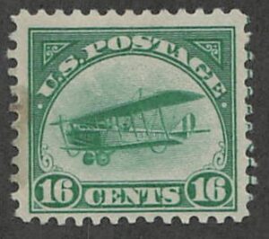 USA 1918 Mint SCC2 Curtiss Jenny Green 16 Cent 1918
