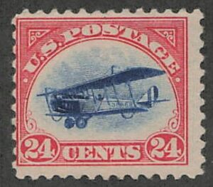 USA 1918 Mint SCC3 Curtiss Jenny Blue,Carmine rose 24 Cent 1918