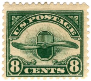 USA 1923 Mint Airplane Radiator and Wooden Propeller Dark green 8 Cent 1923 SC C4