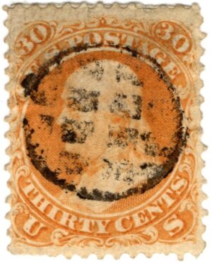 USA 1861 Used Benjamin Franklin Orange 30 Cent 1861 SC 71