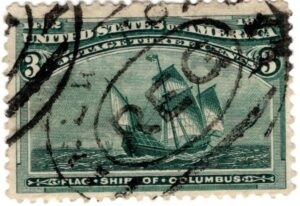 USA 1893 Used SC232 Santa Maria (1460), Flagship of Columbus Green 3 Cent 1893