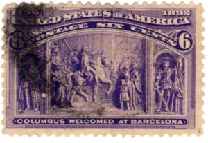 USA 1893 Used SC235 Columbus Welcomed at Barcelona Purple 6 Cent 1893
