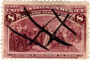 USA 1893 Used SC236 Columbus Restored to Favor Magenta 8 Cent 1893