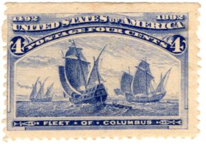USA 1893 Mint No Gum SC233 Fleet of Columbus Ultramarine 4 Cent 1893