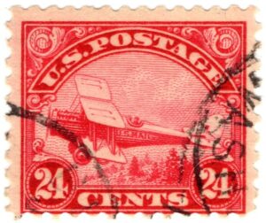 USA 1923 Used SCC6 DeHavilland Biplane Carmine 24 Cent 1923
