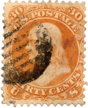 USA 1861 Used SC71 Benjamin Franklin Orange 30 Cent 1861