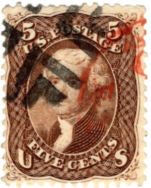 USA 1863 Used SC76 Thomas Jefferson Brown 5 Cent 1863