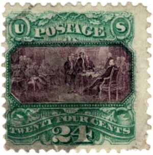USA 1869 Used SC120 Declaration of Independence (1819), by John Trumbull Green,Violet 24 Cent 1869