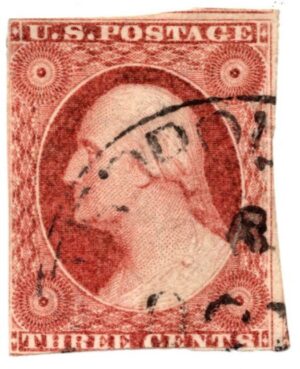 USA 1855 Used SC11 George Washington Dull red 3 Cent 1855