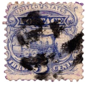 USA 1869 Used SC114 Locomotive Baldwin 4-4-0 (1857) Ultramarine 3 Cent 1869