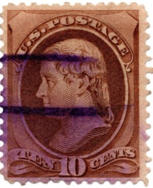 USA 1882 Used SC209 Thomas Jefferson Brown 10 Cent 1882