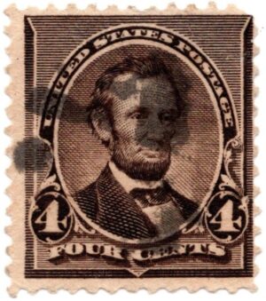 USA 1890 Used SC222 Abraham Lincoln Dark brown 4 Cent 1890