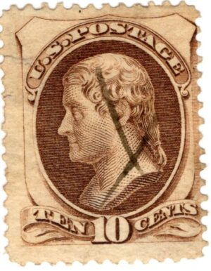 USA 1873 Used SC161 Thomas Jefferson Brown 10 Cent 1873