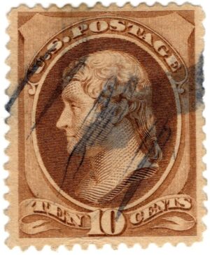 USA 1882 Used SC209 Thomas Jefferson Brown 10 Cent 1882